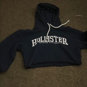 Hollister Navy Blue Cropped Hoodie